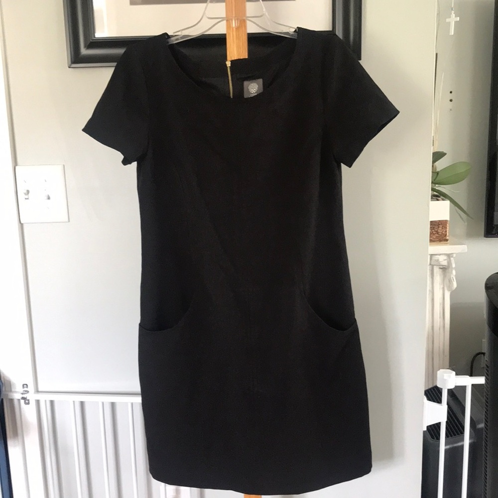 Vince Camuto Black Dress with Gold Zipper and Pockets - size 10